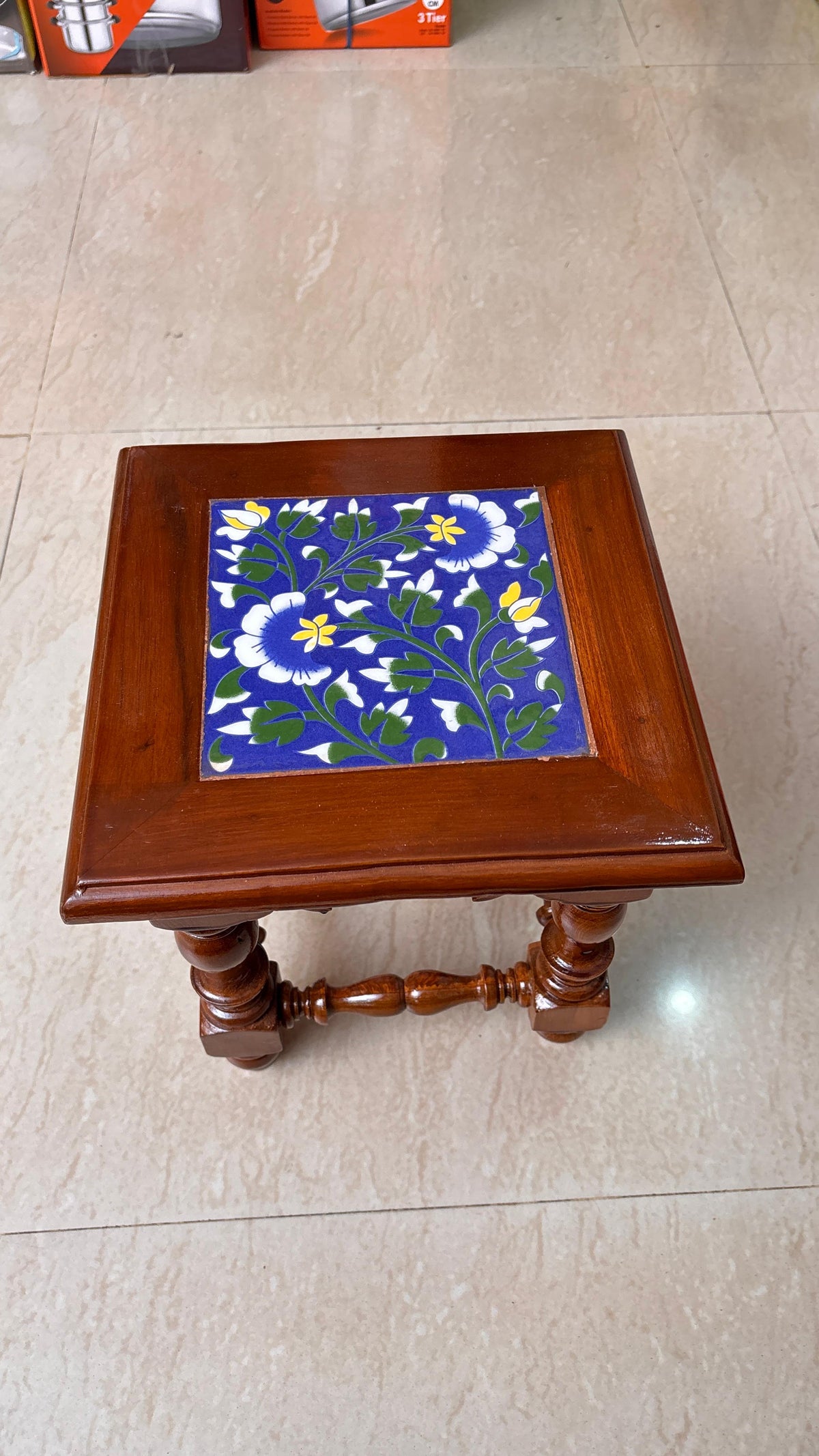 Athangudi Teak Wood Stool