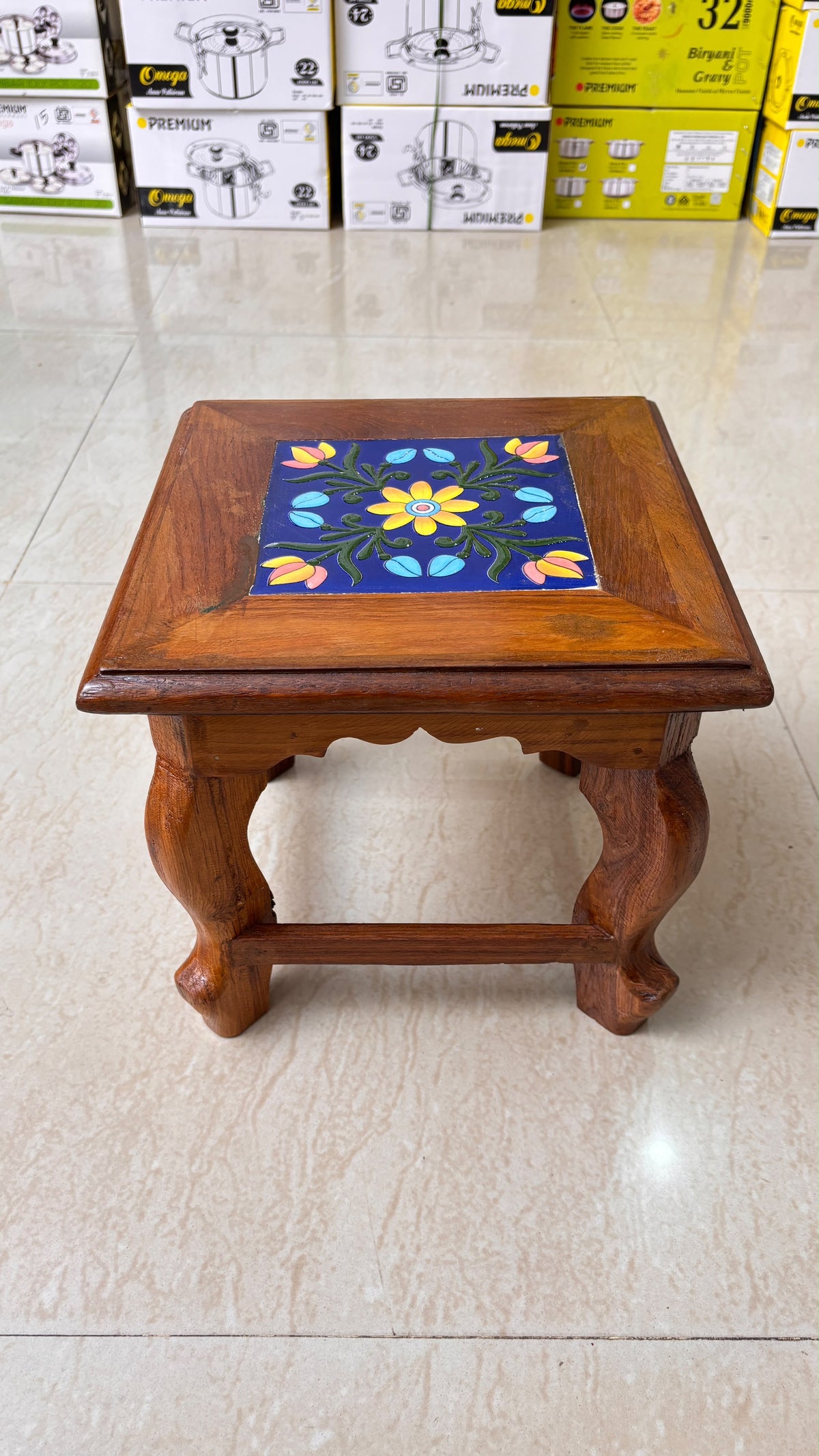 Athangudi Teak Wood Stool