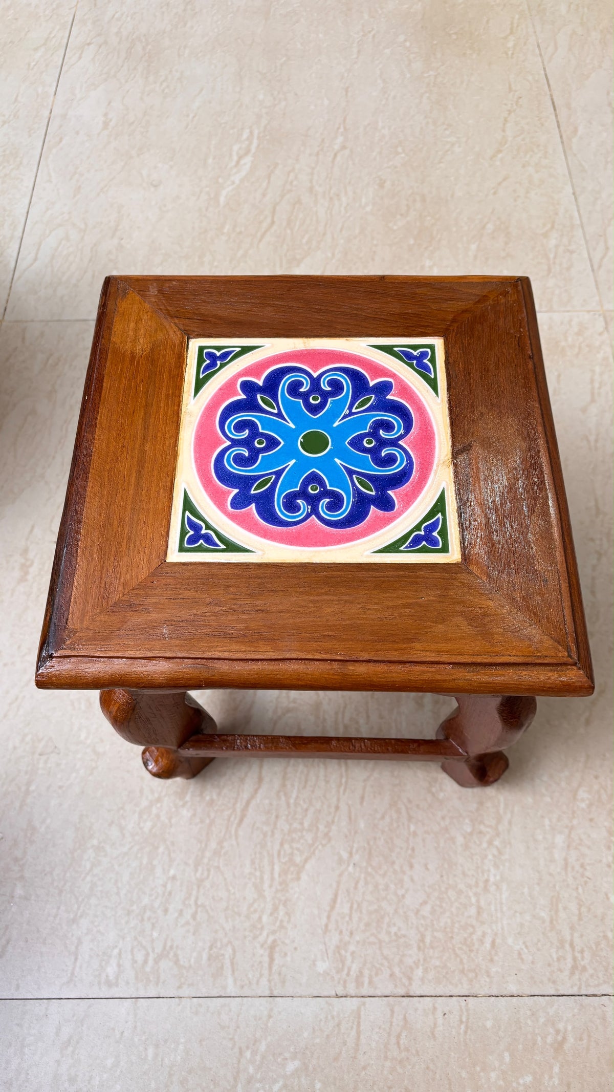 Athangudi Teak Wood Stool