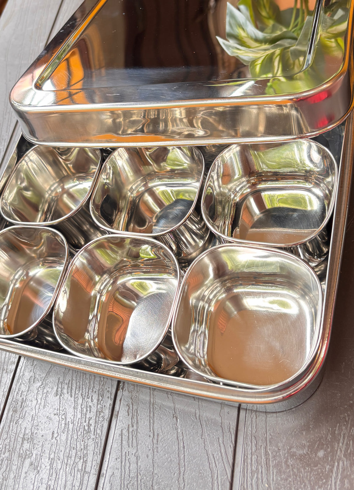 Stainless Steel Masala Box – 9 Compartments