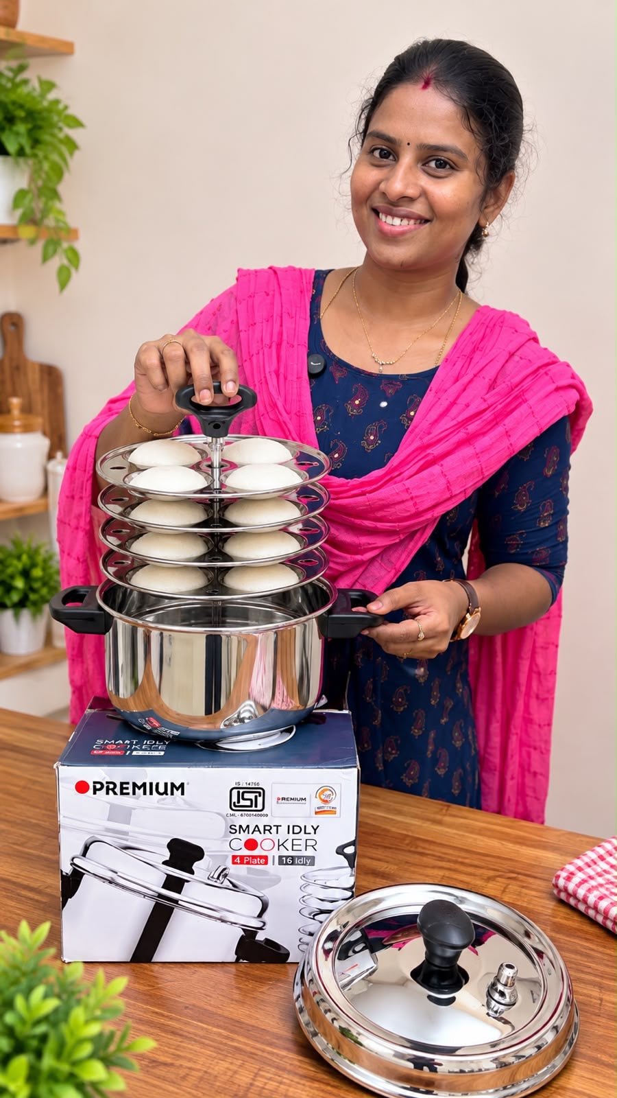 Smart Idly Cooker – 4 Plate | 16 Idly