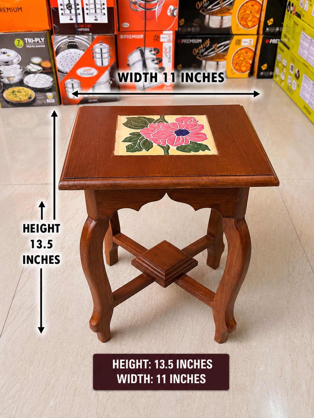 Athangudi Teak Wood Stool