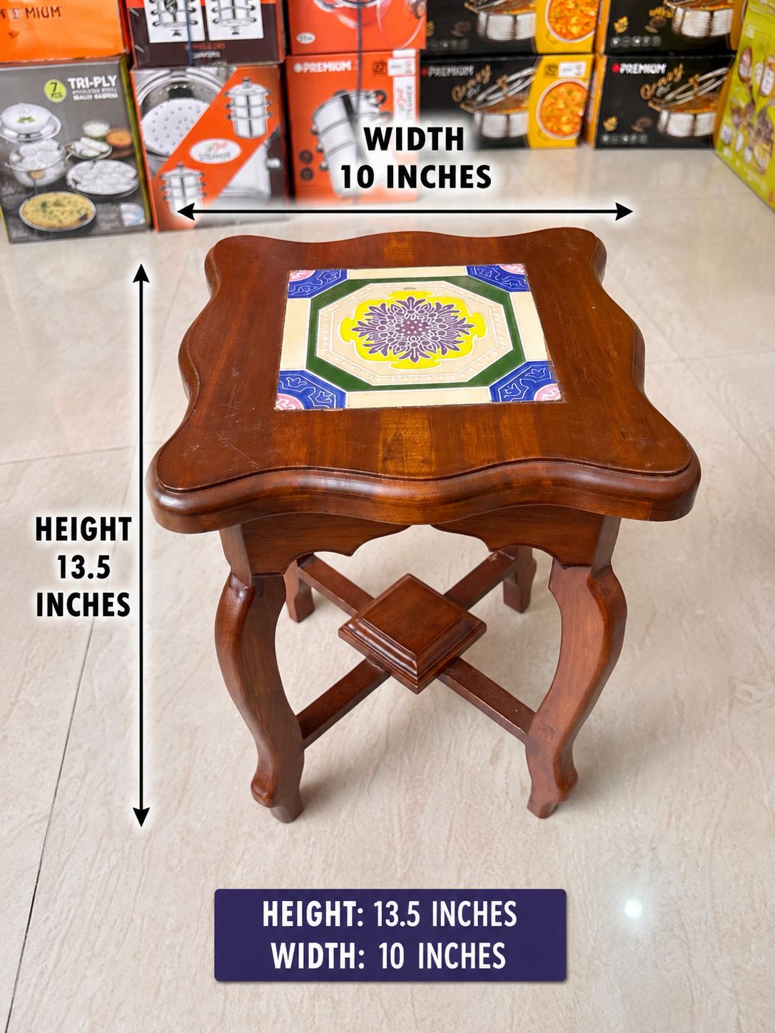 Athangudi Teak Wood Stool