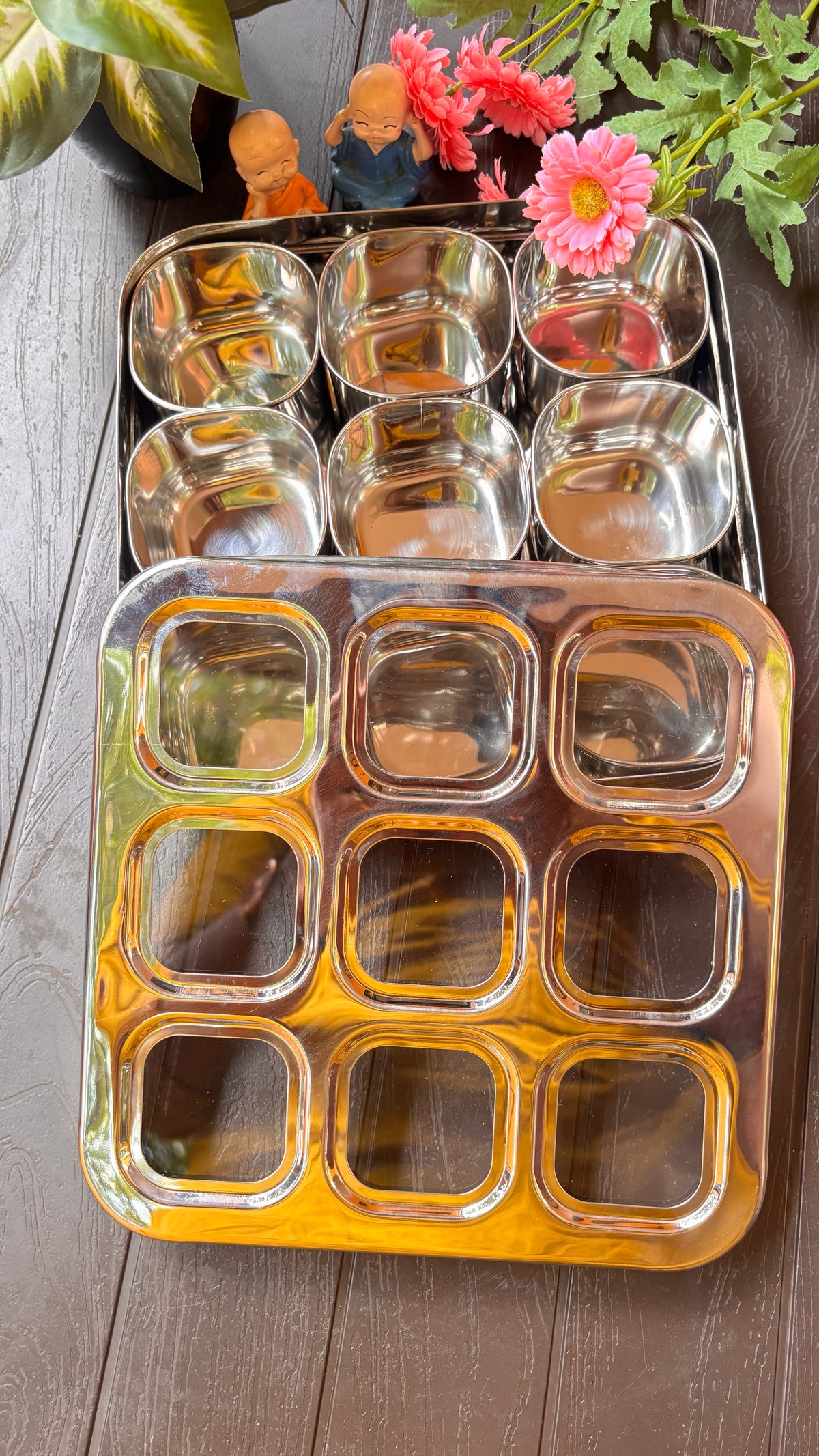 Stainless Steel Masala Box – 9 Compartments