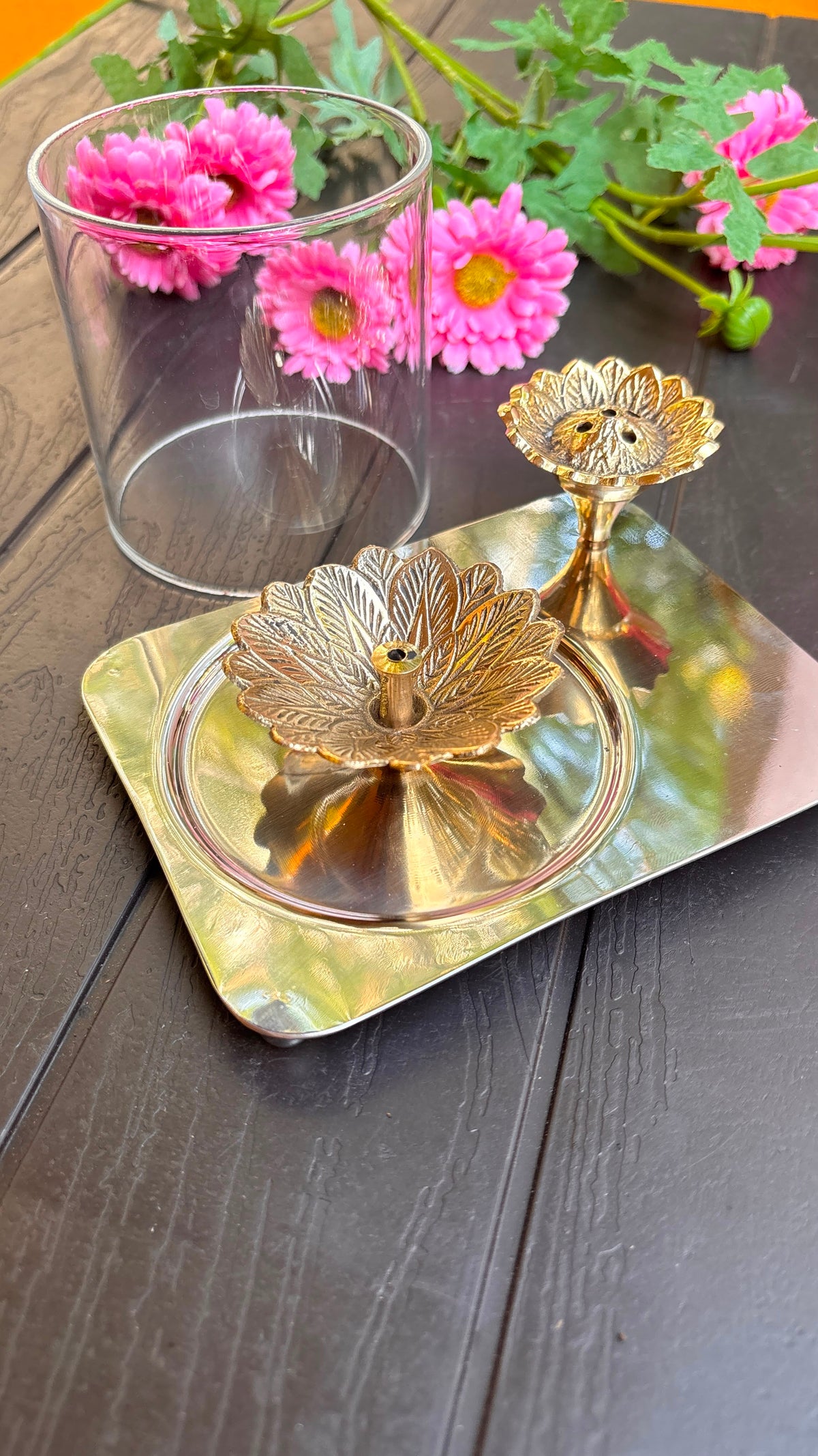 2-in-1 Brass Diya Lamp; Agarbatti Holder (Free Inside)