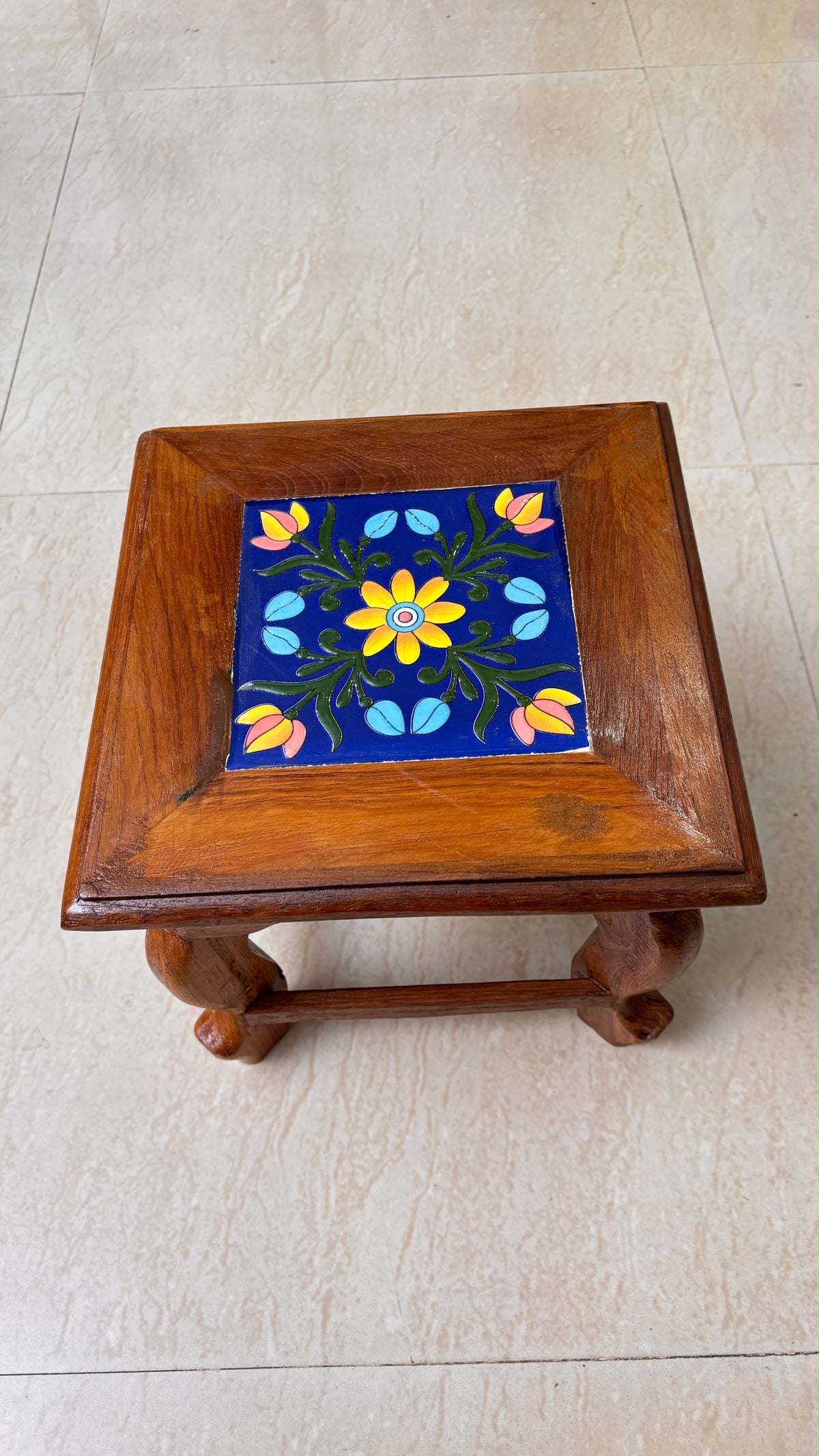 Athangudi Teak Wood Stool