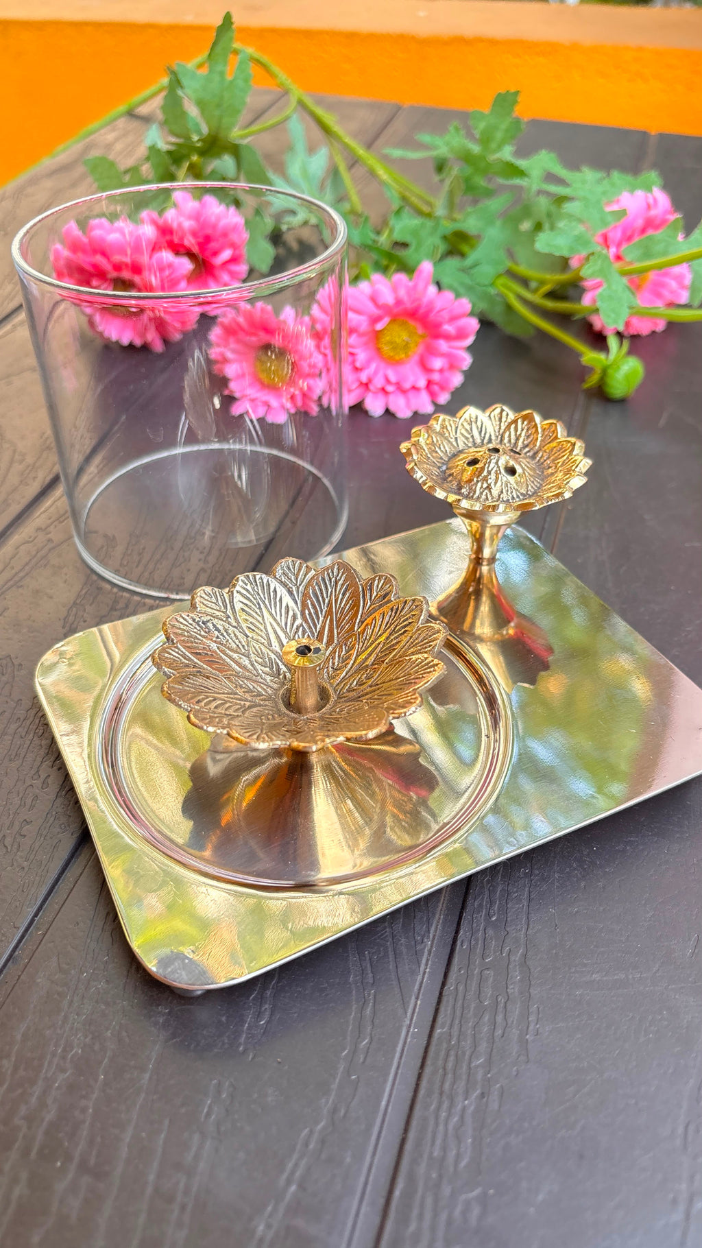 2-in-1 Brass Diya Lamp; Agarbatti Holder (Free Inside)