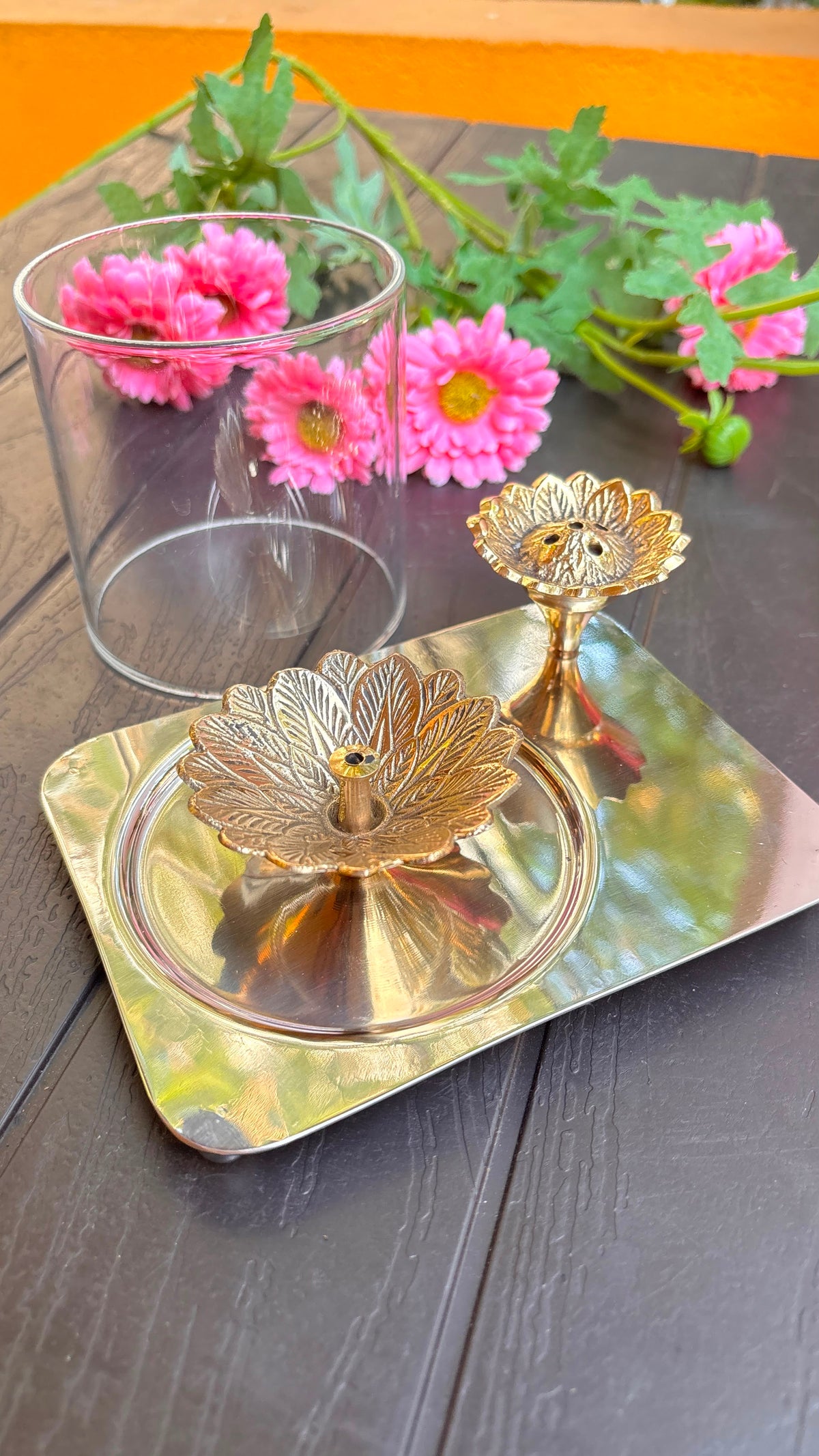 2-in-1 Brass Diya Lamp; Agarbatti Holder (Free Inside)