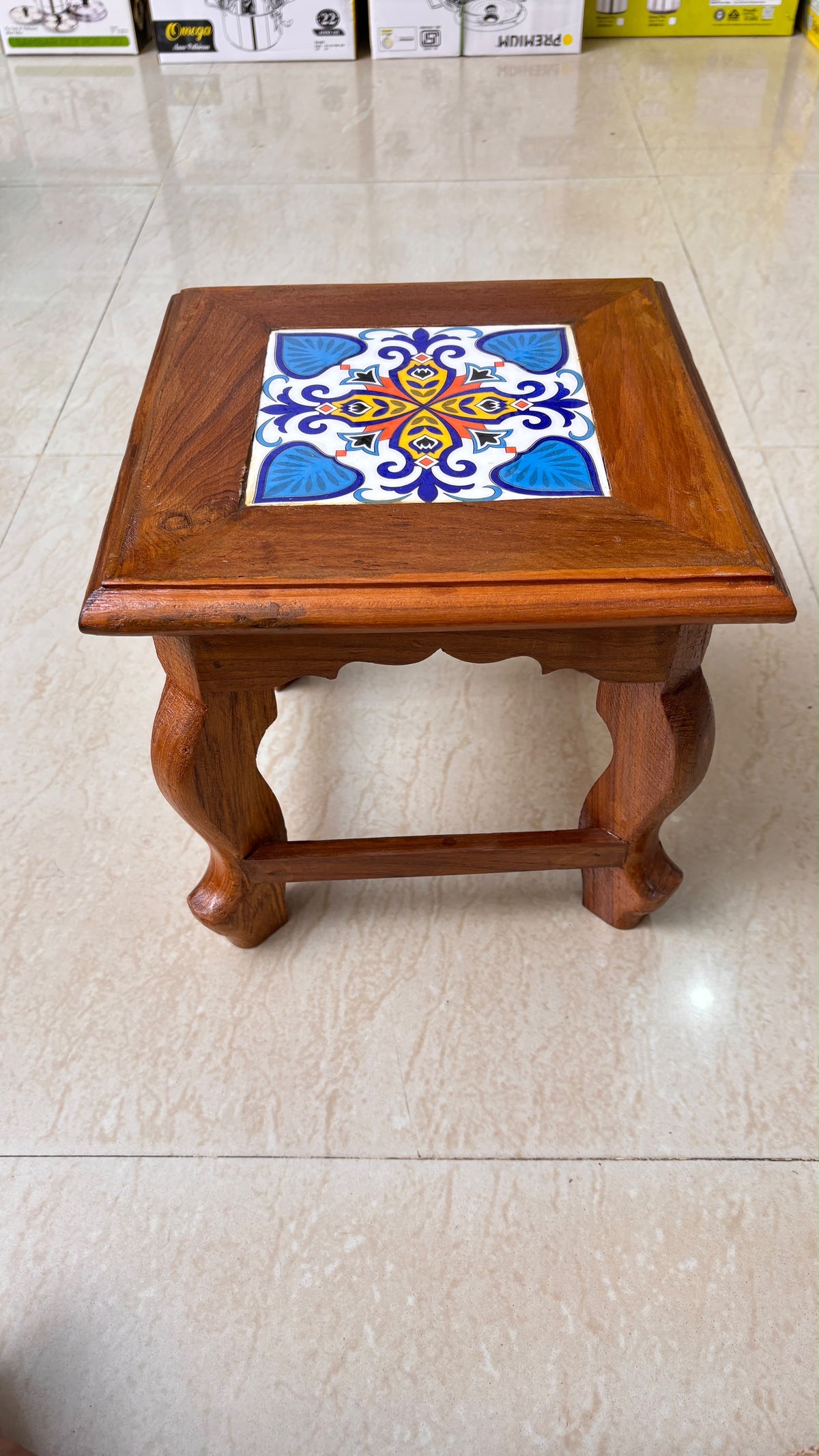 Athangudi Teak Wood Stool