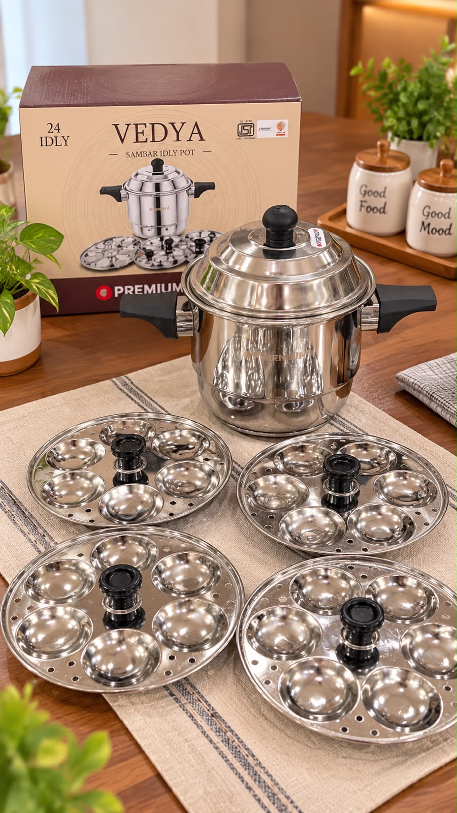 VEDYA Premium Triply Mini Idly Pot – 20 Mini Idly