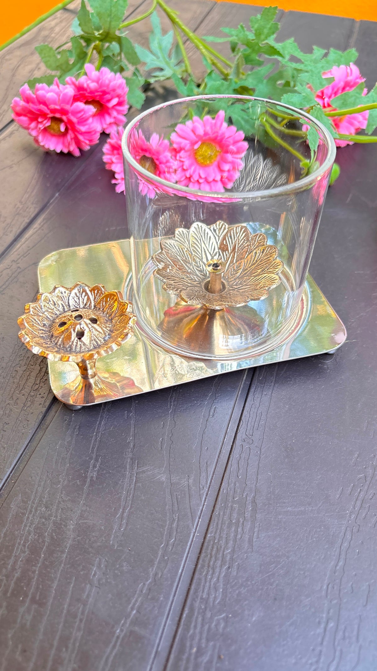 2-in-1 Brass Diya Lamp; Agarbatti Holder (Free Inside)