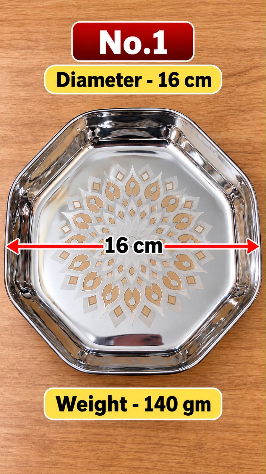 Laser Printed Octagon Shape Stainless Steel Plate – Return Gift