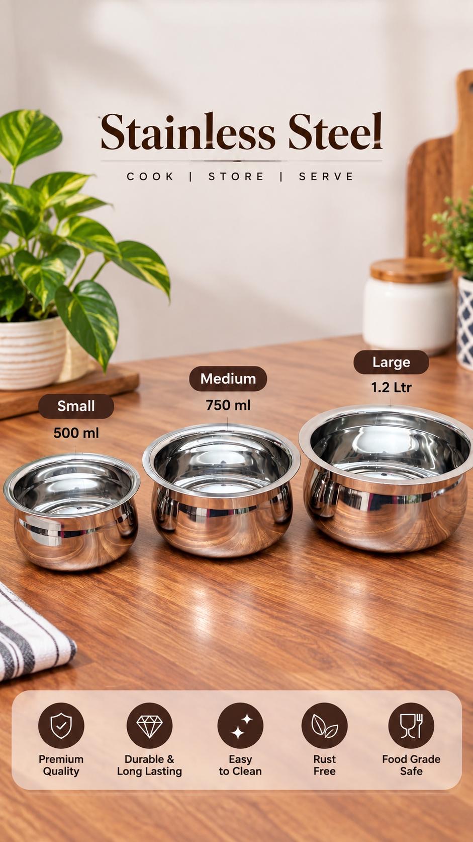 Stainless Steel Bowl Set – Premium Kitchen Essentials