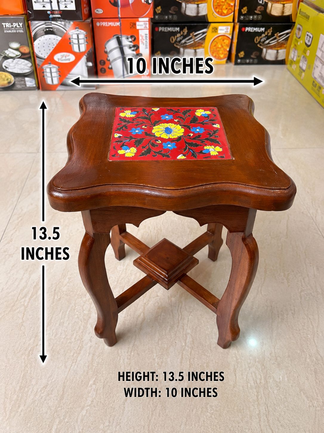 Athangudi Teak Wood Stool