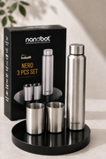 Premium Stainless Steel Water Bottle & Glass Set (Nanobot)