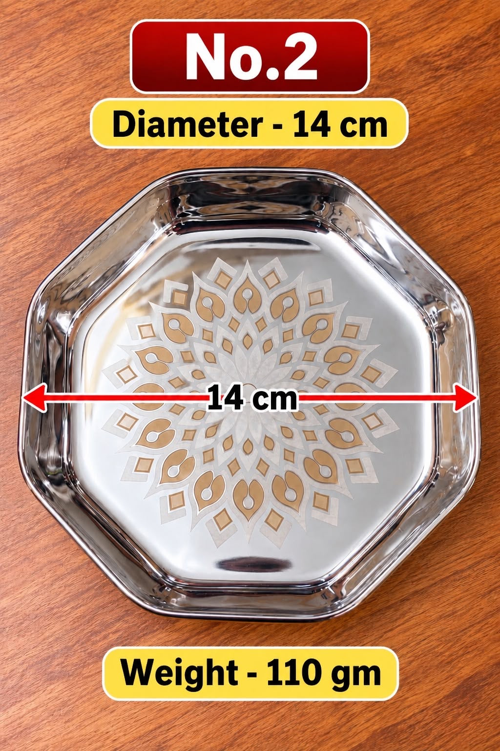 Laser Printed Octagon Shape Stainless Steel Plate – Return Gift