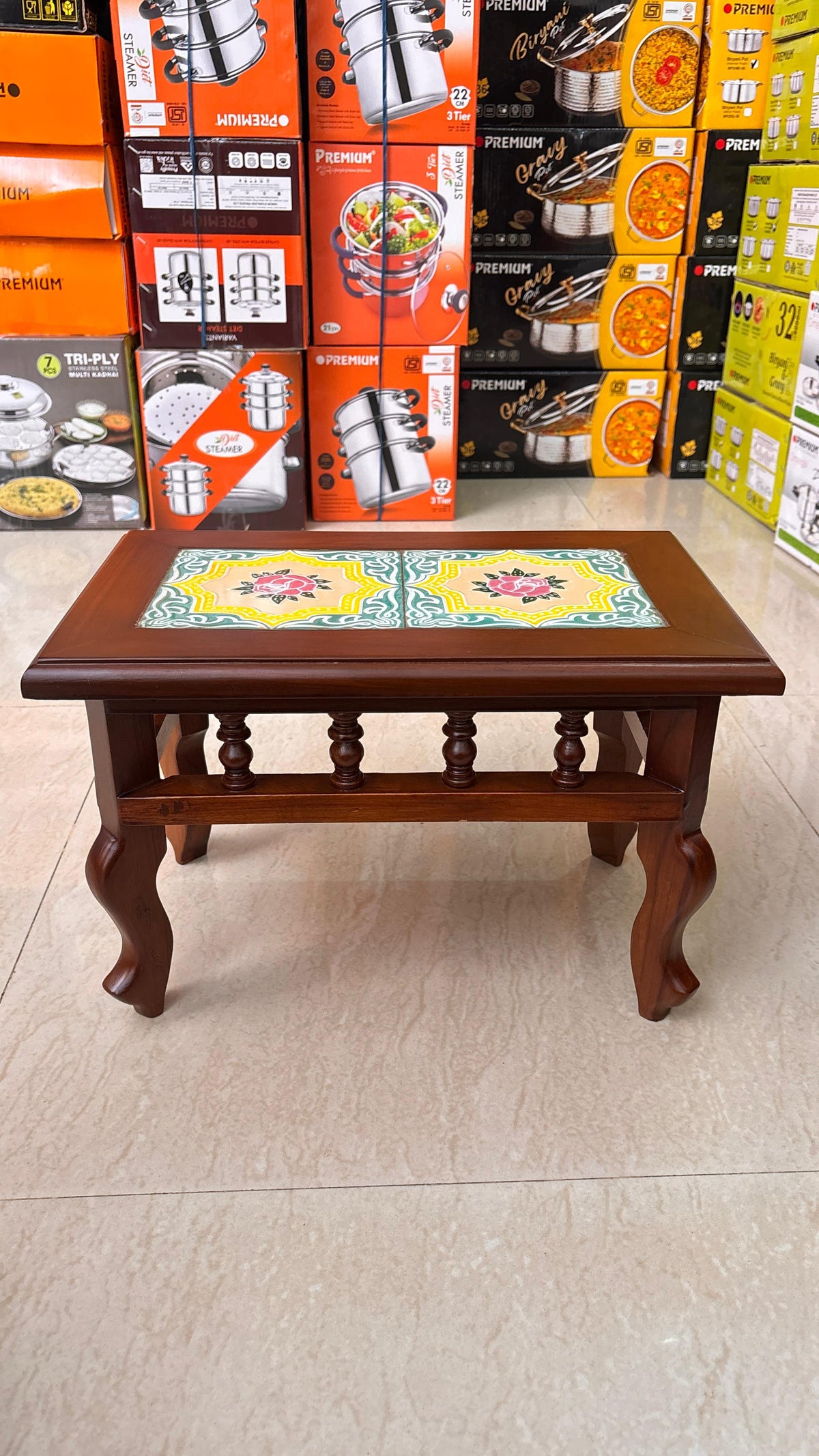 Athangudi Teak Wood Stool