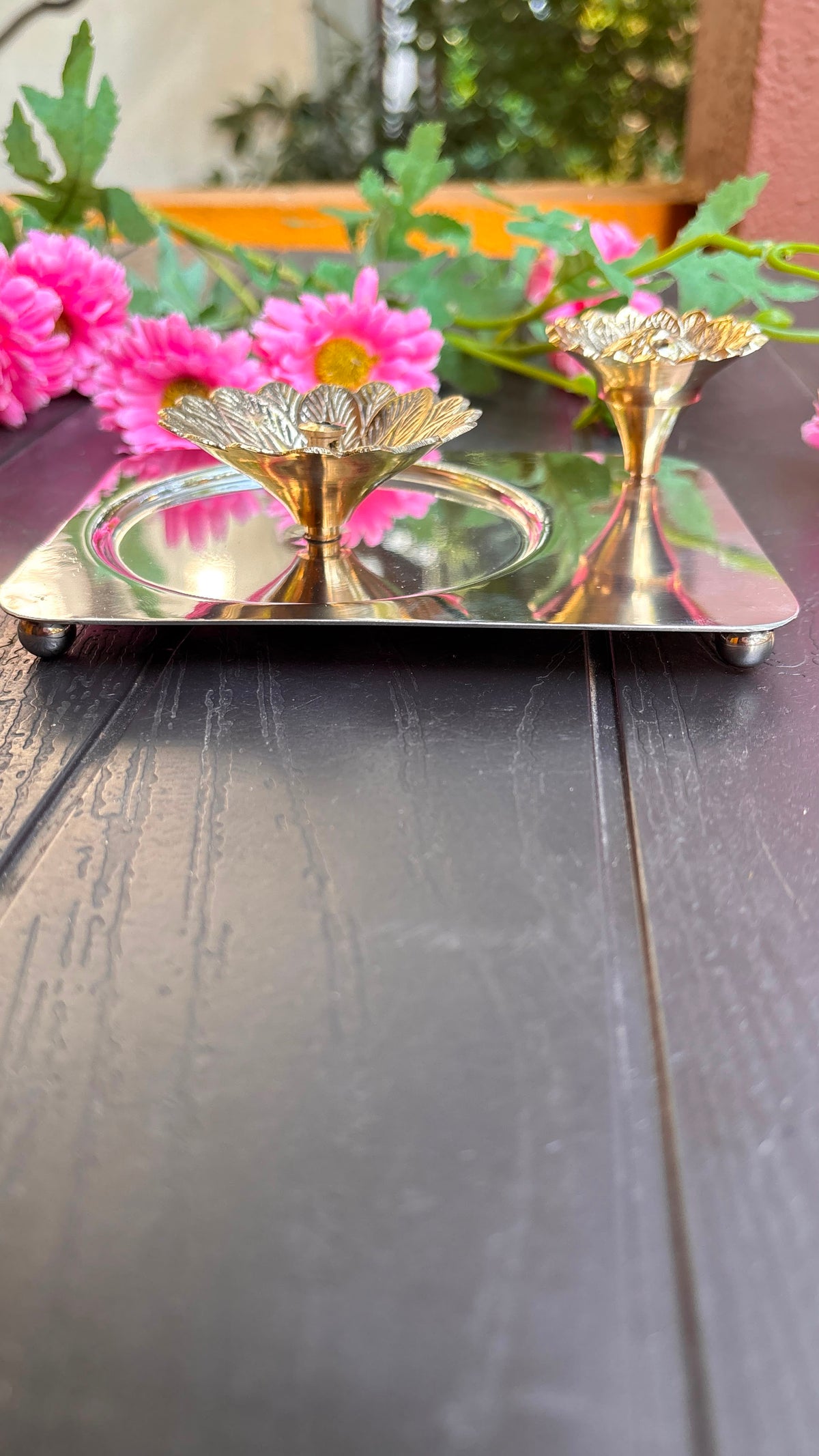 2-in-1 Brass Diya Lamp; Agarbatti Holder (Free Inside)