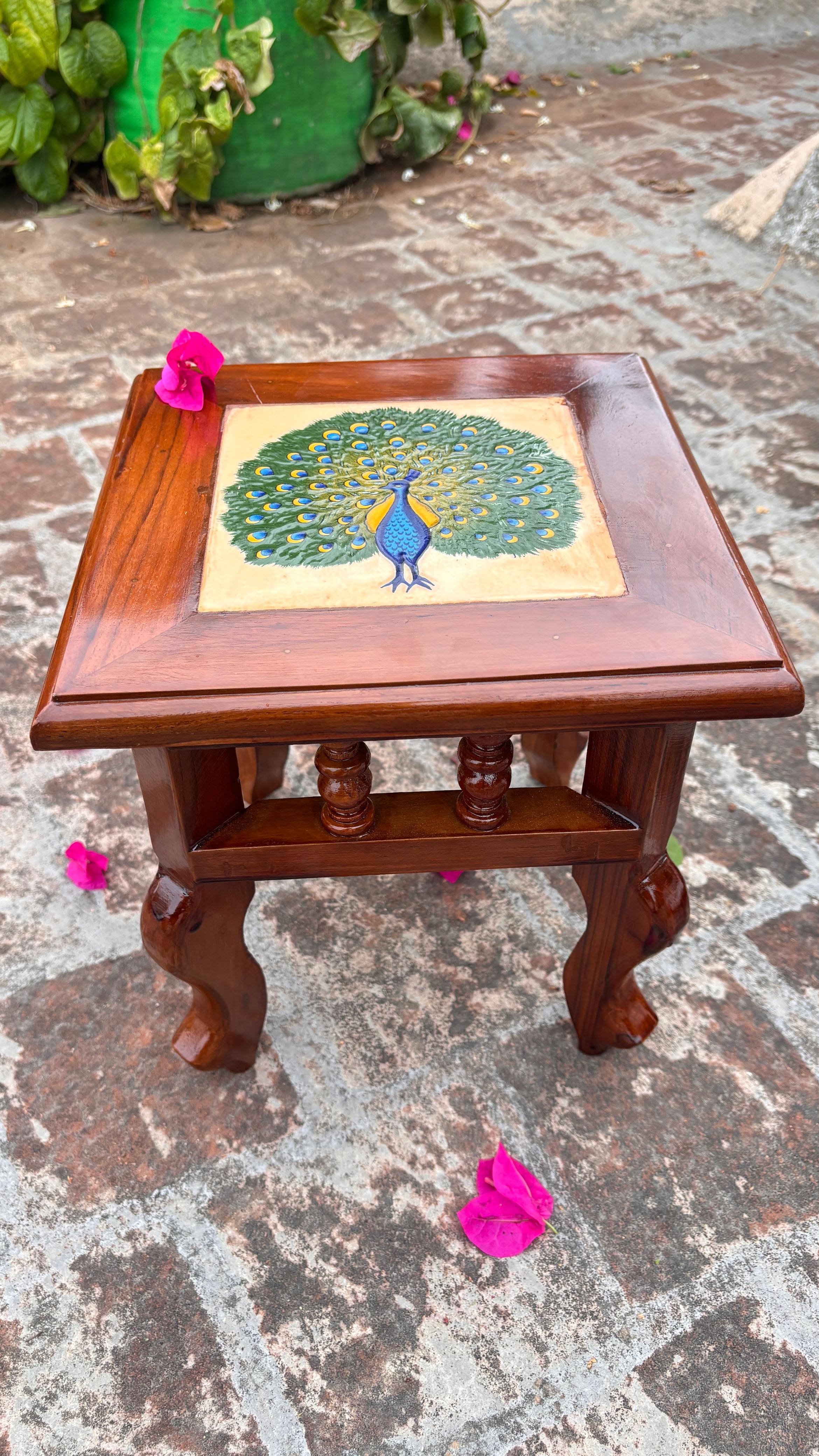 Athangudi Teak Wood Stool