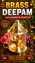 Brass Deepam with Handle &amp; Glass Lid (Free Inside)