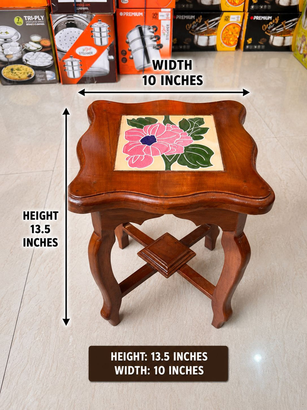 Athangudi Teak Wood Stool
