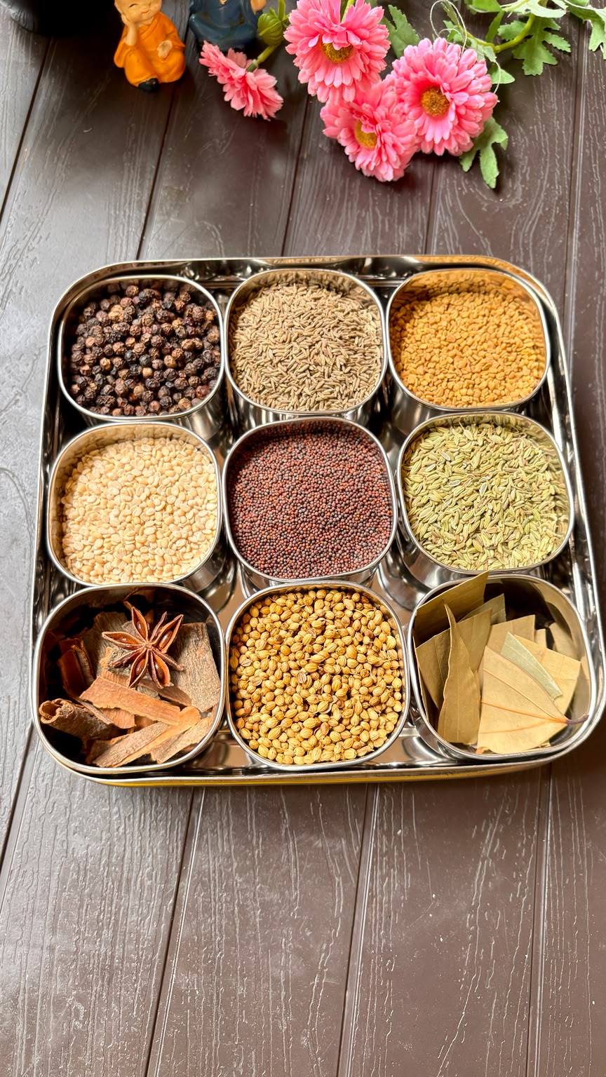 Stainless Steel Masala Box – 9 Compartments