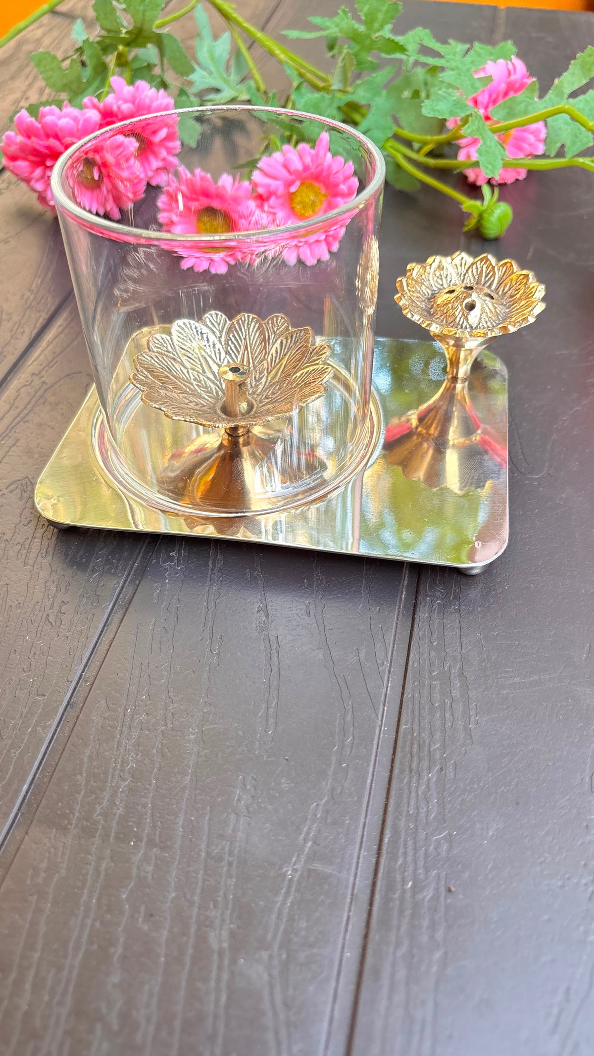 2-in-1 Brass Diya Lamp; Agarbatti Holder (Free Inside)